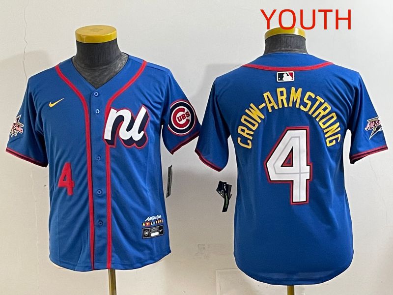 Youth 2025 Chicago Cubs #4 Crow-Armstrong Blue All star Nike MLB Jersey style 5->youth mlb jersey->Youth Jersey